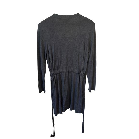 EILEEN FISHER NWT Belted Simple Cardi Sweater Ash Grey Cotton Silk Blend Cozy - Picture 6 of 8